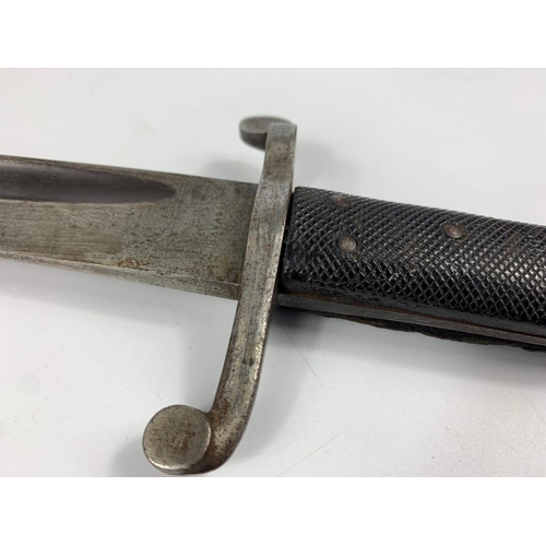 7 - 19th century English sword bayonet, possibly naval. 71cm