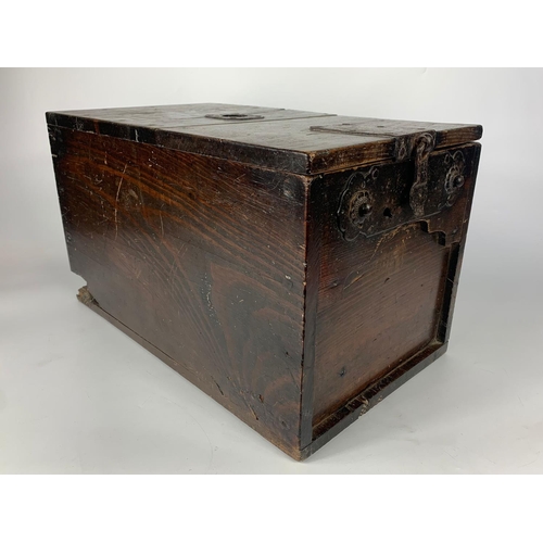 9 - 19th century Japanese wooden cash box, 46x28x28cm