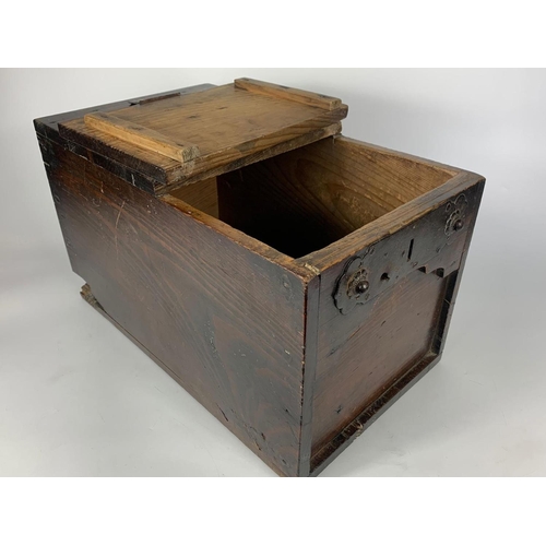 9 - 19th century Japanese wooden cash box, 46x28x28cm