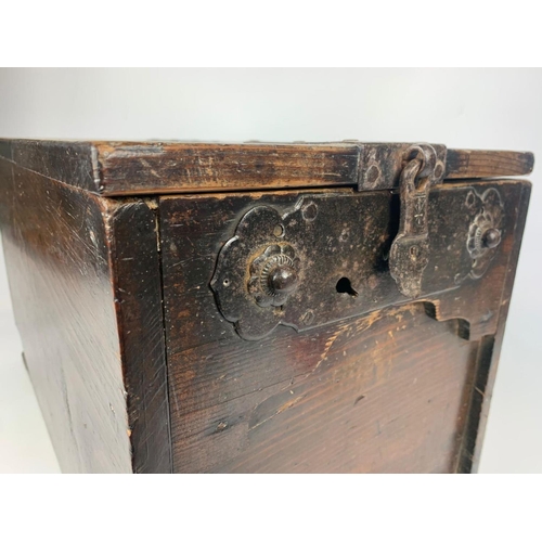 9 - 19th century Japanese wooden cash box, 46x28x28cm