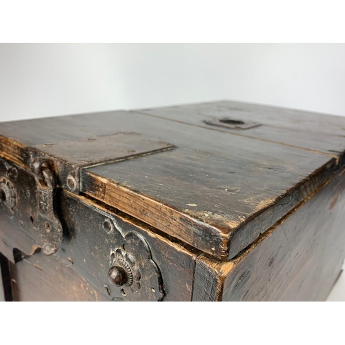 9 - 19th century Japanese wooden cash box, 46x28x28cm