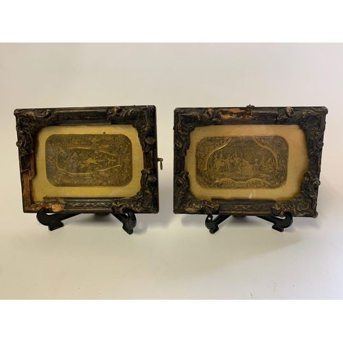 481A - Pair of 19th century French etched brass pictures, 21x16cm