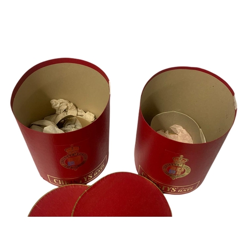 70 - Christy's of London hat boxes with Christy's of London hats. Sizes small and medium. Box height 33cm