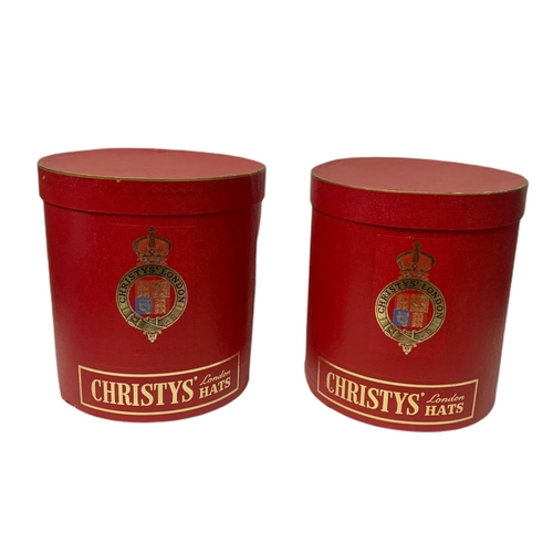 70 - Christy's of London hat boxes with Christy's of London hats. Sizes small and medium. Box height 33cm