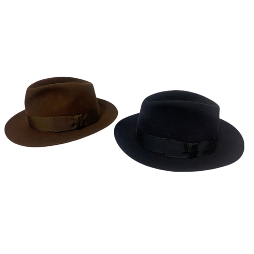 71 - 2 Christy's of London hat boxes with 2 Christy's of London hats. Both sizes UK 7. Height of box 16cm