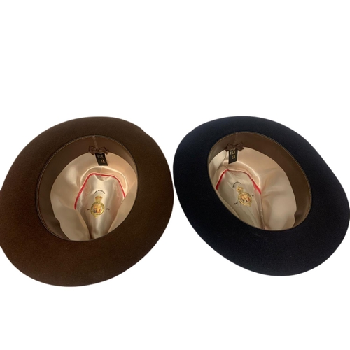 71 - 2 Christy's of London hat boxes with 2 Christy's of London hats. Both sizes UK 7. Height of box 16cm