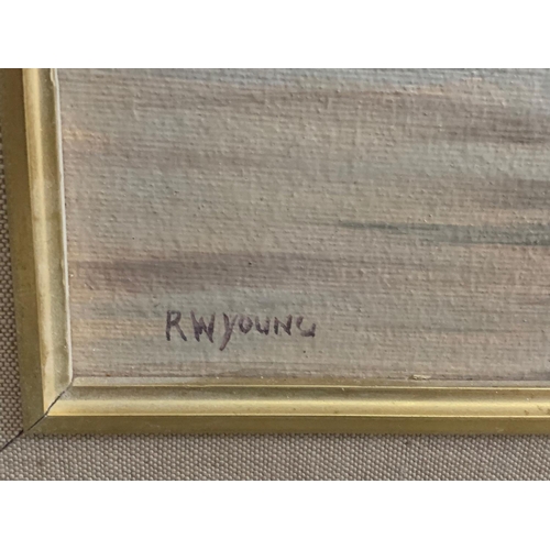 85 - Gilt framed oil painting by R.W. Young, 48cm x 38cm