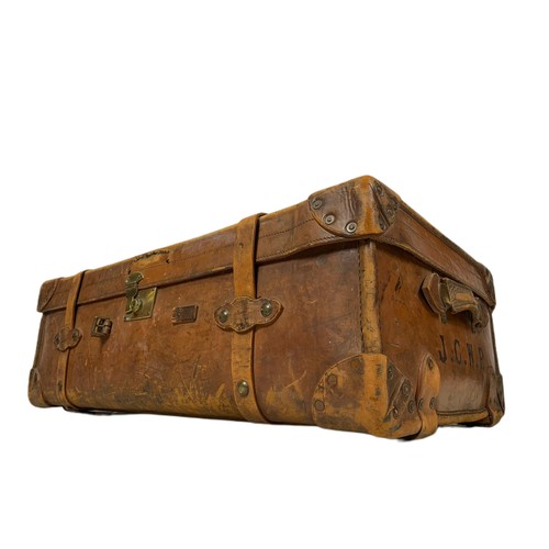 118a - Large vintage leather case, 93cm x 58cm x 33cm