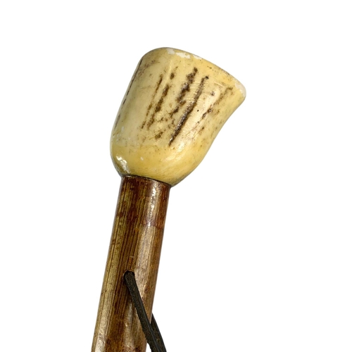 100 - 2 Antler handled thumb sticks and a Black Thorn walking stick. 120cm