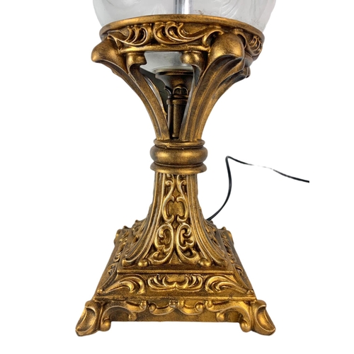 108 - Large ornate gilded lamp. 80cm