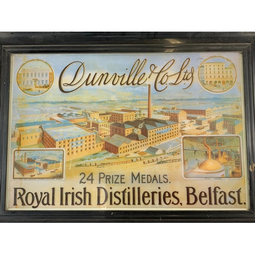 109 - Large old style Dunville Whisky sign in a Victorian frame. 76.5/55.5cm