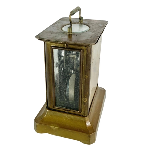 137 - Late Victorian brass clock, 13/10/16cm