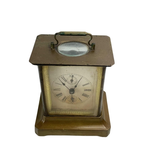 137 - Late Victorian brass clock, 13/10/16cm