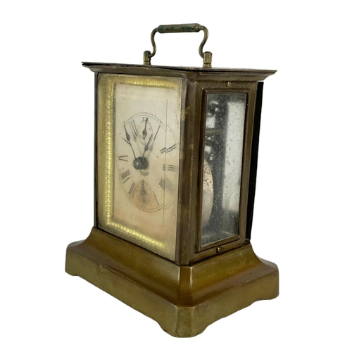 137 - Late Victorian brass clock, 13/10/16cm