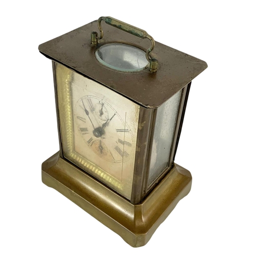 137 - Late Victorian brass clock, 13/10/16cm