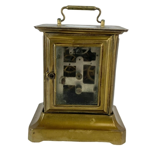 137 - Late Victorian brass clock, 13/10/16cm