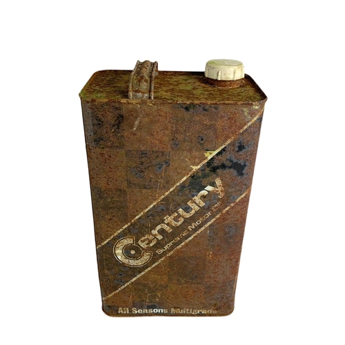 150 - Vintage Shell glass bottle, Dunlop tin and Century motor oil can. 35cm