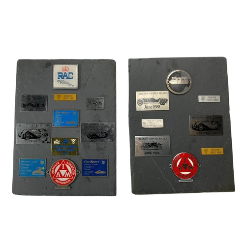 164 - Car plaques on slate. 30/40cm