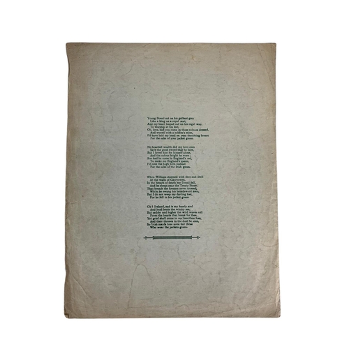 193 - Early 20th century old Irish song sheet. The Jackets Green. 25.5/33cm