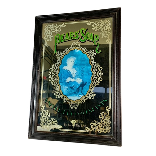 205 - Vintage Pears’ Soap framed advertising mirror. 54/77cm