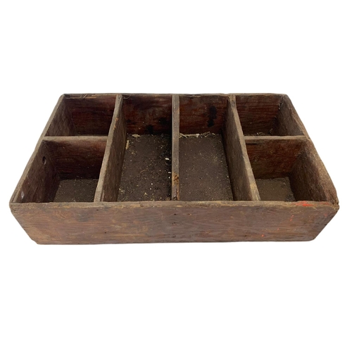 213 - 2 Victorian tool trays and a vintage wooden crate. 55/34cm.