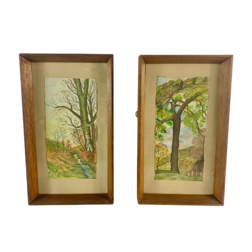 216 - 5 vintage watercolour paintings. 19.5/33.5cm. 34.5/30.5cm