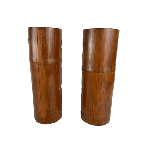 231 - Pair of late 19th century Japanese brush pots. 31.5cm