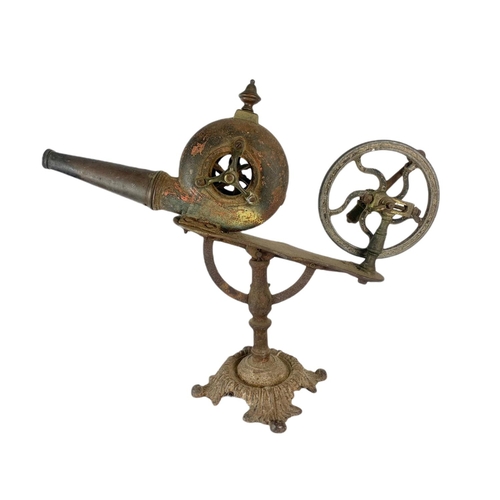 235 - Victorian brass and cast iron bellows. 69/56cm