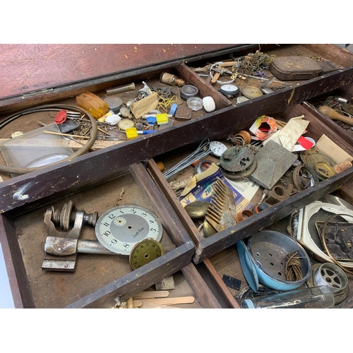 236 - Victorian watch makers cabinet and contents. 89/23/21cm