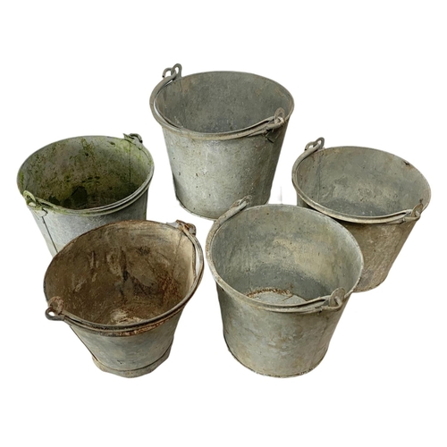 246 - 5 vintage galvanised buckets. 25cm