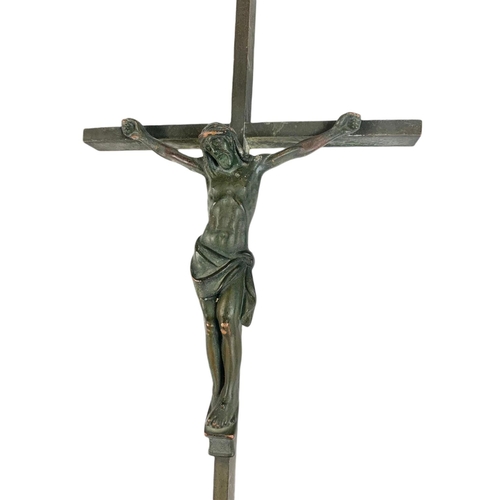 280 - 19th century bronze crucifix. 40cm