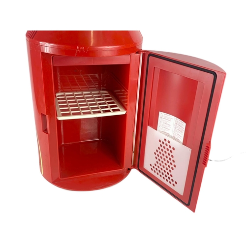 364 - Coca Cola fridge with coasters in tin. 45cm