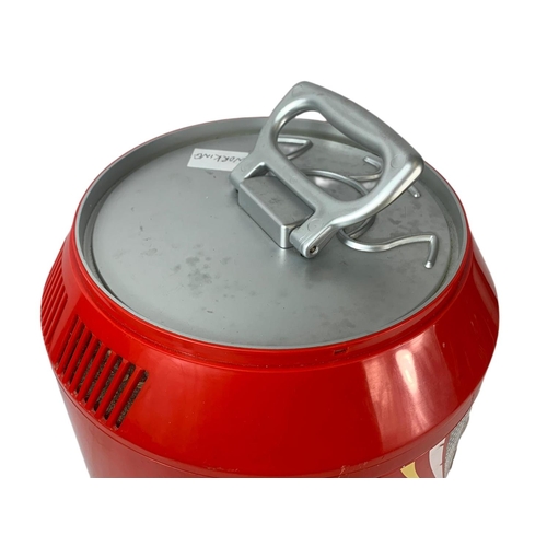 364 - Coca Cola fridge with coasters in tin. 45cm