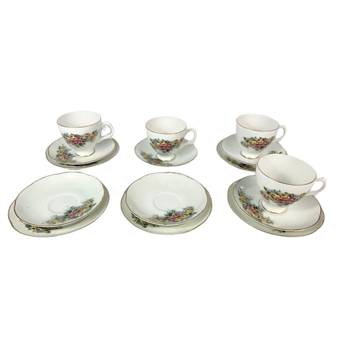 394 - Royal Stuart part tea set and 2 aluminium ornamental yachts. 24cm With 2 vintage tins