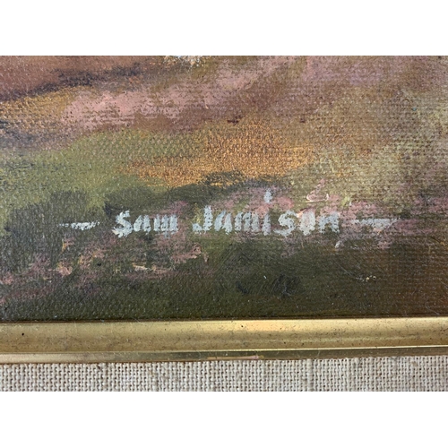 396 - Gilt framed oil painting by Sam Jamison. 62/52cm