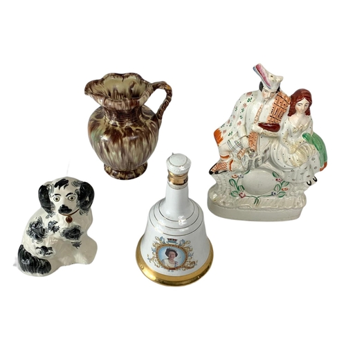 408 - Quantity of Victorian and vintage pottery. Including 2 Victorian Staffordshire figures, vintage Germ... 