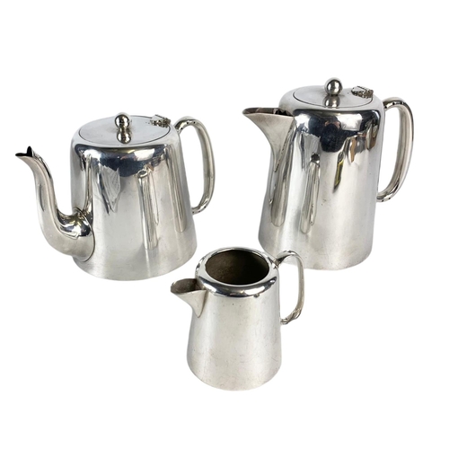 435 - 3 piece hotel EP ware and a Georgian style silver plated water jug. 23.5cm