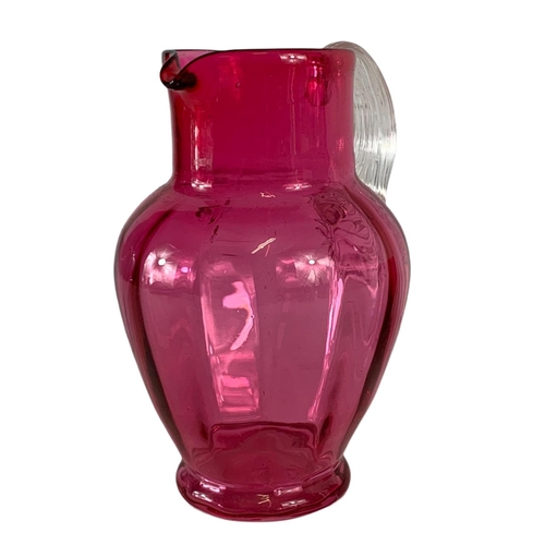 467 - 2 Victorian ruby glass jugs. 15cm