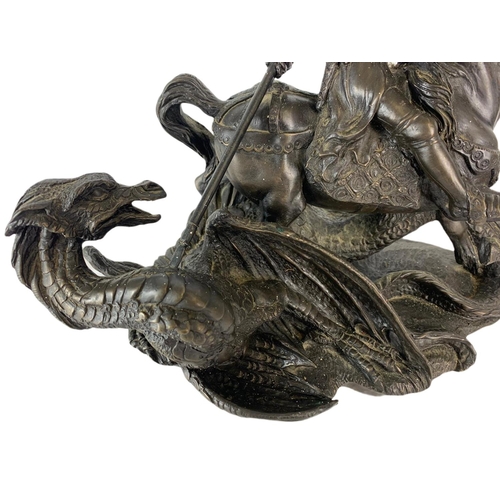 471 - George & The Dragon resin figure. Heredities. 31/25cm