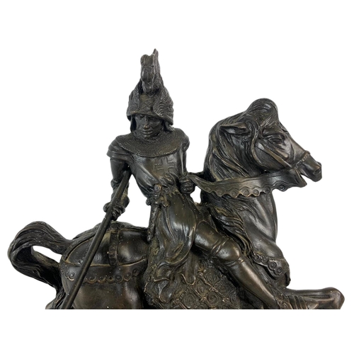 471 - George & The Dragon resin figure. Heredities. 31/25cm