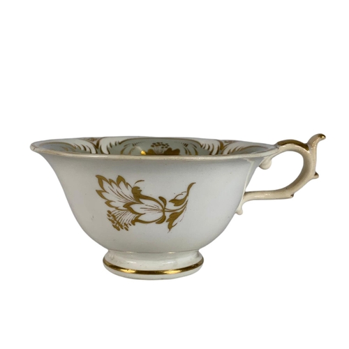 488 - 19th century Rockingham Work porcelain cup and saucer. Circa 1838.