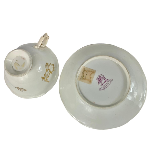 488 - 19th century Rockingham Work porcelain cup and saucer. Circa 1838.