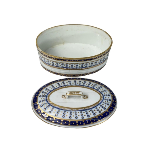 490 - 18th century Serves butter dish. Decorators mark “Dieu” circa 1792. 15/10/8cm