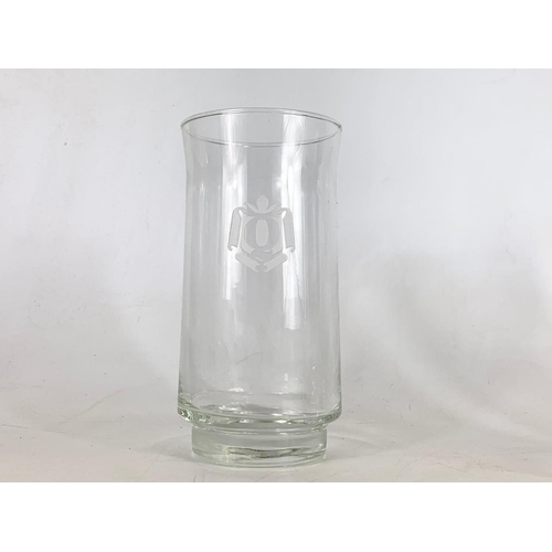 521 - Set of 4 vintage monogram glasses. 15.5cm