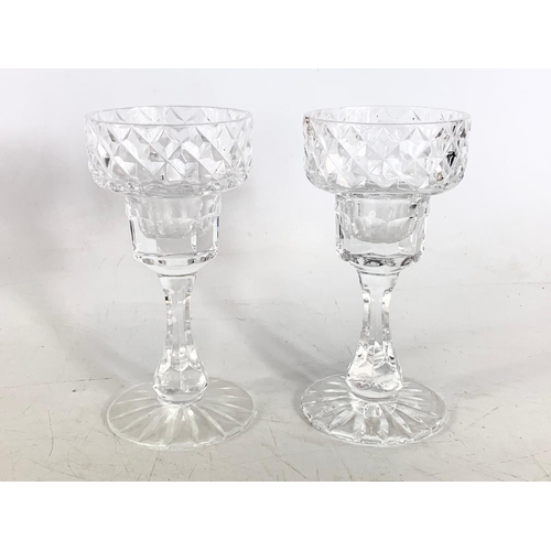 524 - Tyrone Crystal glasses and a pair of candlesticks