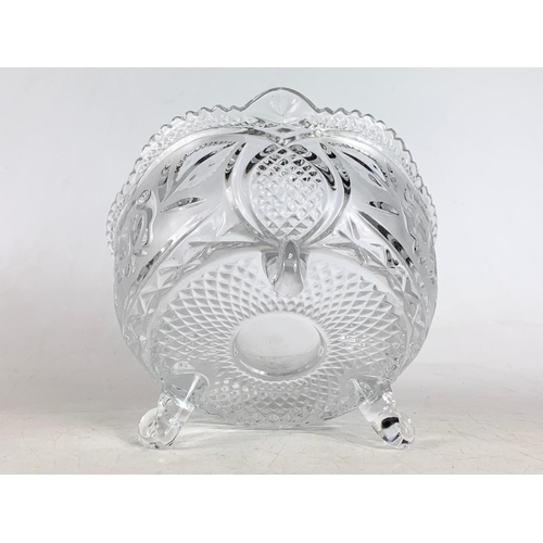 533 - Irena lead crystal sweet dish with lid. 25cm.