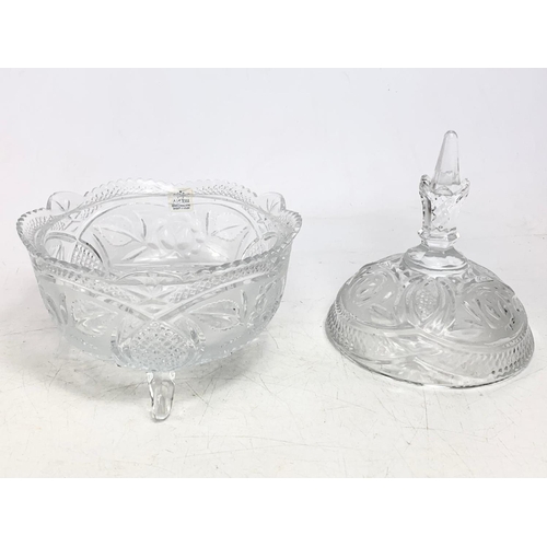 533 - Irena lead crystal sweet dish with lid. 25cm.