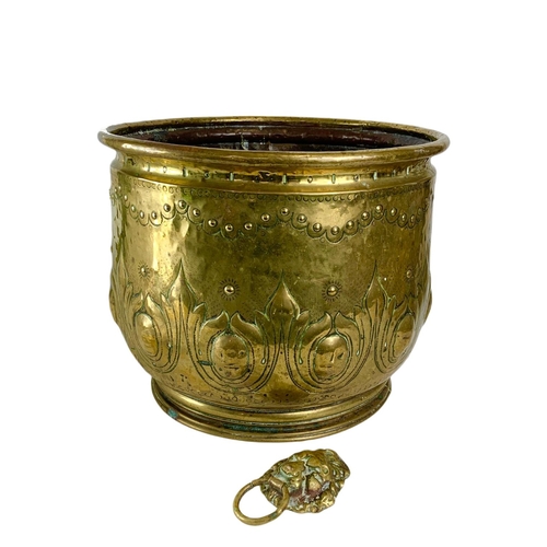 59 - Late Victorian brass coal bin. 42/33.5cm