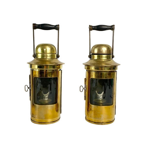 62 - Pair of early 20th century binnacle lamps. 25.5cm.