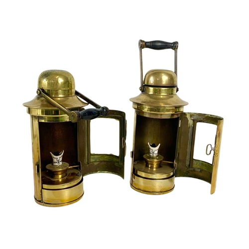 62 - Pair of early 20th century binnacle lamps. 25.5cm.